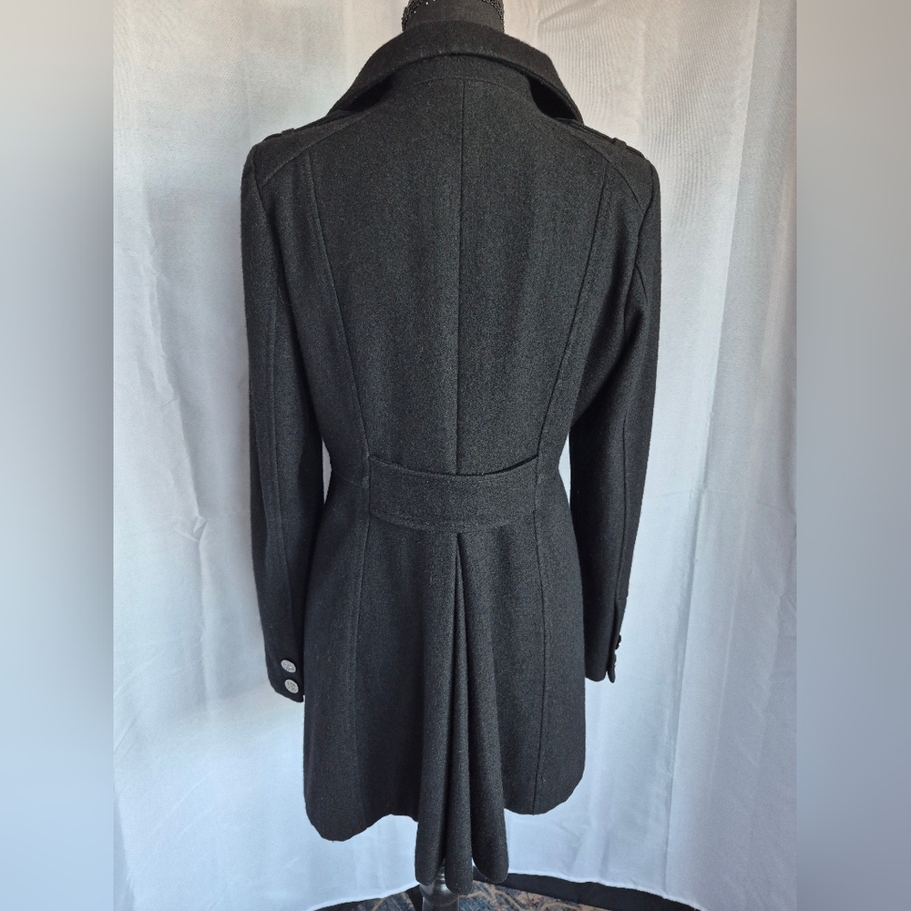 Vintage Guess Black Wool Pea Coat Womens Small Classic Minimalist Clean Girl - Picture 12 of 16